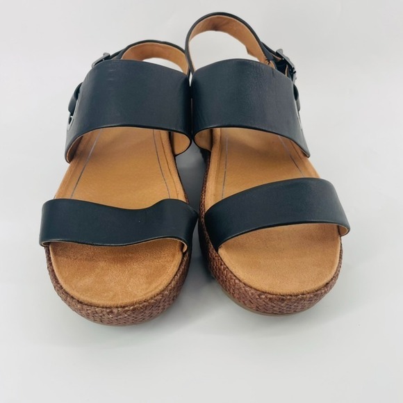 Vionic Sandals – Size 8.5 WIDE Women's Louise Raffia Black Leather Platform NEW - Picture 10 of 12